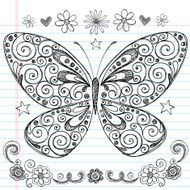 Hand-Drawn Sketchy Doodle Butterfly N2