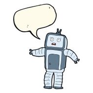 cartoon funny robot with speech bubble N47