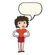 cartoon woman with hands on hips speech bubble N146