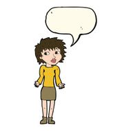 cartoon woman shrugging shoulders with speech bubble N324