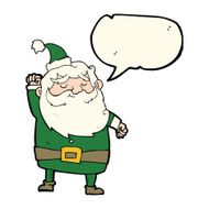 cartoon santa claus punching air with speech bubble N13