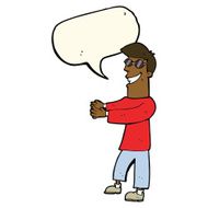 cartoon grinning man wearing glasses with speech bubble N8