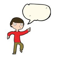 cartoon boy pointing with speech bubble N19