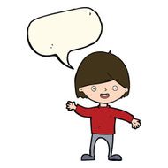 cartoon waving boy with speech bubble N13