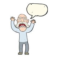 cartoon angry old man with speech bubble N93