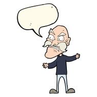 cartoon angry old man with speech bubble N94