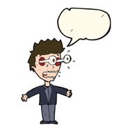 cartoon staring man with speech bubble N12