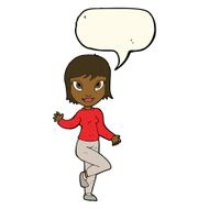 cartoon pretty woman waving with speech bubble N58