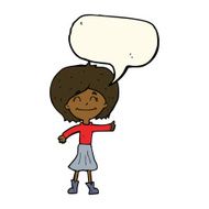cartoon happy girl giving thumbs up symbol with speech bubble N7