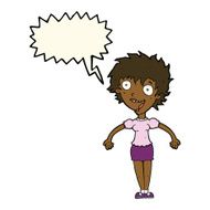 cartoon excited woman with speech bubble N88