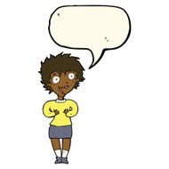 cartoon excited woman with speech bubble N89