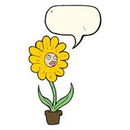 cartoon flower with speech bubble N25