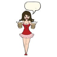 cartoon beer festival girl with speech bubble N7