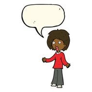 cartoon surprised woman with speech bubble N163