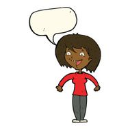 cartoon excited woman with speech bubble N90