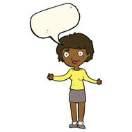 cartoon confused woman with speech bubble N55