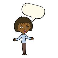 cartoon suspicious woman with speech bubble N14
