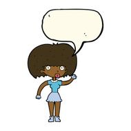 cartoon woman waving with speech bubble N230