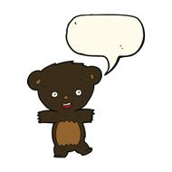 cartoon teddy black bear cub with speech bubble N7