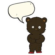 cartoon teddy black bear cub with speech bubble N8