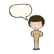 cartoon curious boy with speech bubble N23