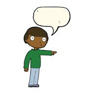 cartoon man pointing with speech bubble N128