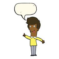 cartoon funny man with idea speech bubble N8