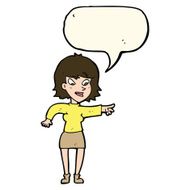 cartoon woman pointing with speech bubble N139