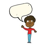 cartoon happy man waving with speech bubble N27