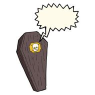 spooky cartoon coffin with speech bubble N13