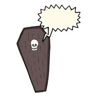 spooky cartoon coffin with speech bubble N14
