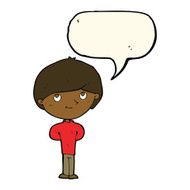 Cartoon happy boy with speech bubble N154