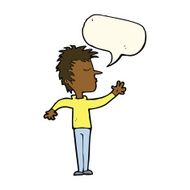 cartoon dismissive man with speech bubble N8