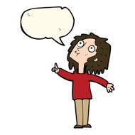 cartoon curious woman with speech bubble N39