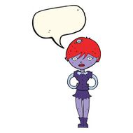 cartoon pretty vampire girl with speech bubble N20