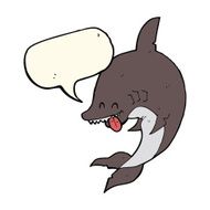 funny cartoon shark with speech bubble N20