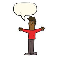 cartoon happy man with speech bubble N305