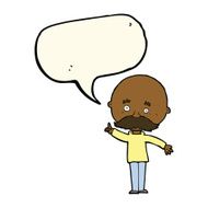 cartoon bald man with idea speech bubble N14