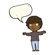 cartoon worried boy with speech bubble N20