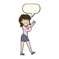 cartoon happy businesswoman with speech bubble N7