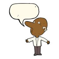 cartoon confused middle aged man with speech bubble N8