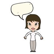 cartoon woman shrugging shoulders with speech bubble N325