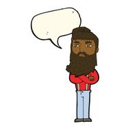 cartoon serious man with beard speech bubble N15
