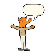 cartoon friendly fox person with speech bubble N4