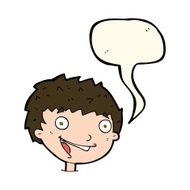 cartoon laughing boy with speech bubble N7