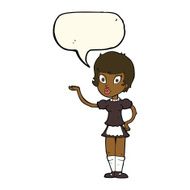 cartoon waitress with speech bubble N17