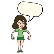 cartoon pretty woman with speech bubble N178