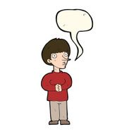cartoon nervous man with speech bubble N92