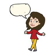 stress free woman cartoon with speech bubble N7