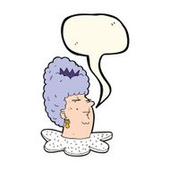 cartoon queen's head with speech bubble N7